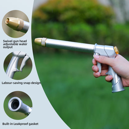 Garden Hose Nozzle Sprayer，100% Heavy Duty Metal High Pressure Water Hose Nozzle Sprayer，fits 3/4” Garden Hose Thread, 360°Rotaing Adjustable Nozzle for Watering Plants & Lawns, Washing Cars