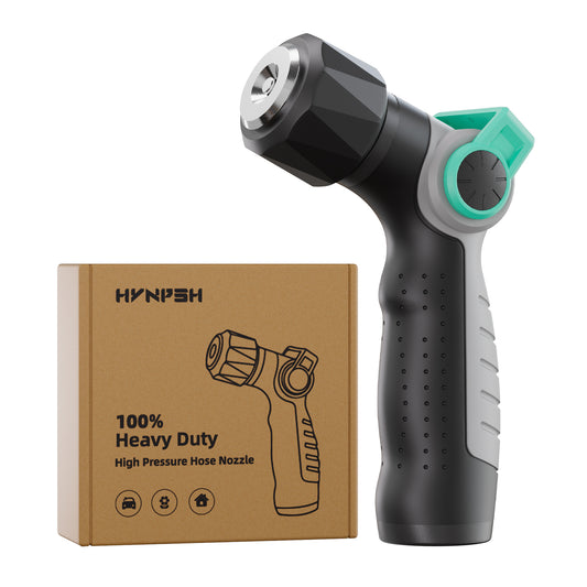 Garden Hose Nozzle Sprayer, 100% Heavy Duty Metal High Pressure Hose Nozzle with 4 Spray Patterns, Thumb Control On Off Valve for Lawn & Plant Watering, Car & Pet Washing