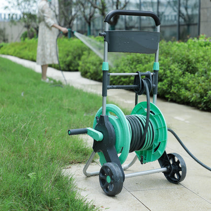 Garden Hose Reel Cart，Hold Up to 150 Ft of 1/2" Hose，Water Hose Carts Tools With Built-In Hose Guide, Storage Basket And Wheels, Mobile Hose Reel Cart For Outside Garden Lawn Yard